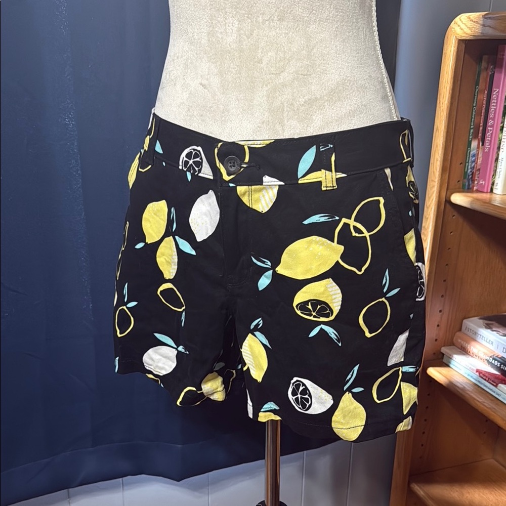 a.n.a Black and Yellow Bermuda Shorts with Playful Lemon Print